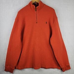 Polo Ralph Lauren 2X Long Sleeve 1/4 Zip Pullover Sweater Orange Preppy Pony